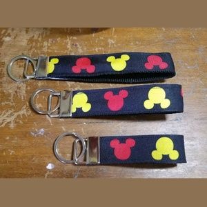 Mickey Mouse Black Red and Yellow Key Fob 1"